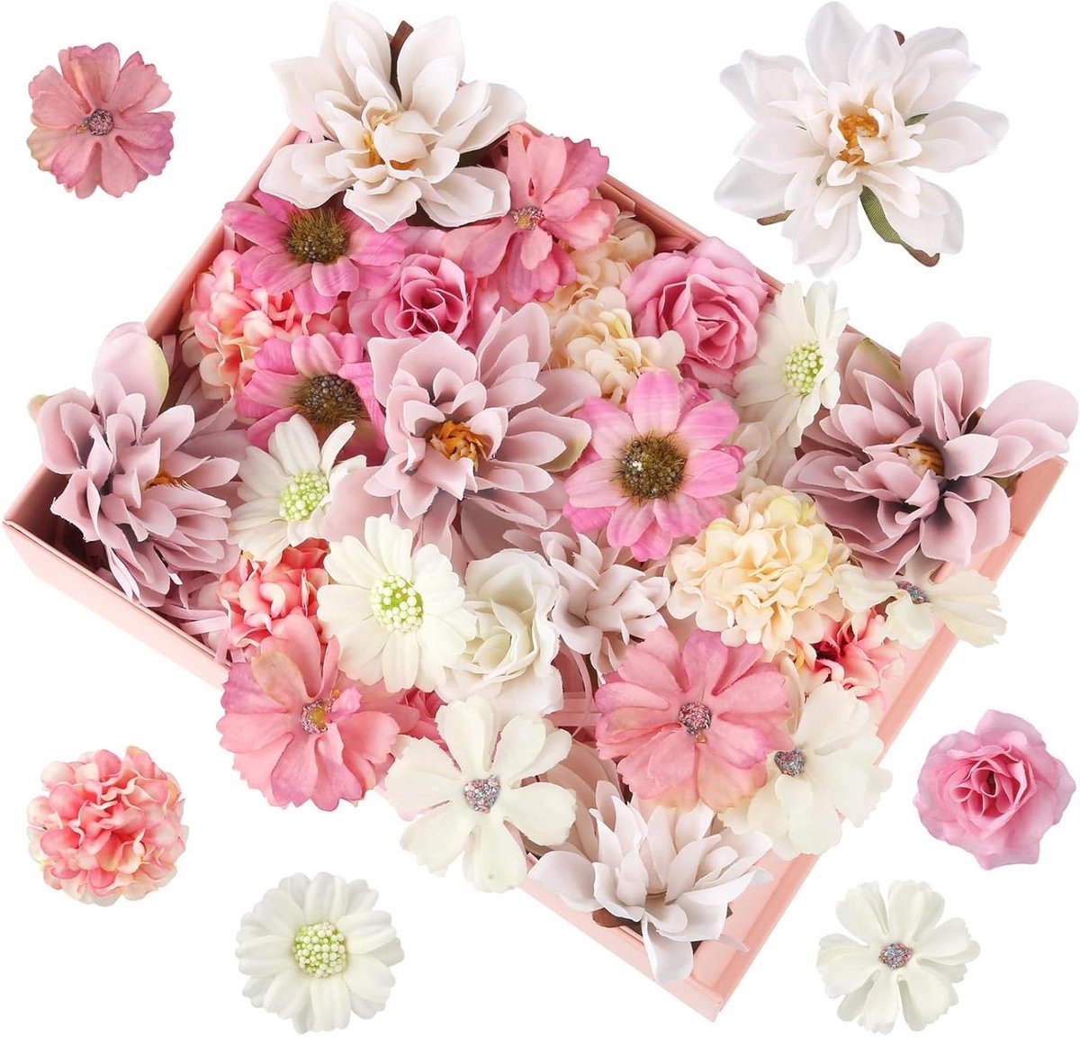 Allecto Plus - Kunstbloemen Set van 30 stuks in 5 kleuren - Stoffen Bloemen voor Knutselen
