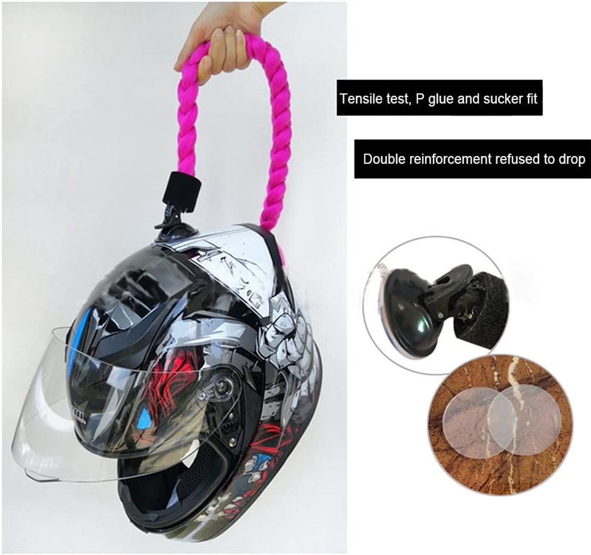 Motorcycle Helmet Braids - Helmet Ponytail met Suction Cup - Pigtails en Haaraccessoires voor Motor en Scooter