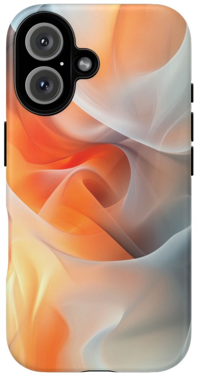 Abstracte Oranje en Grijze Vormen – Telefoonhoesje Geschikt voor iPhone 16