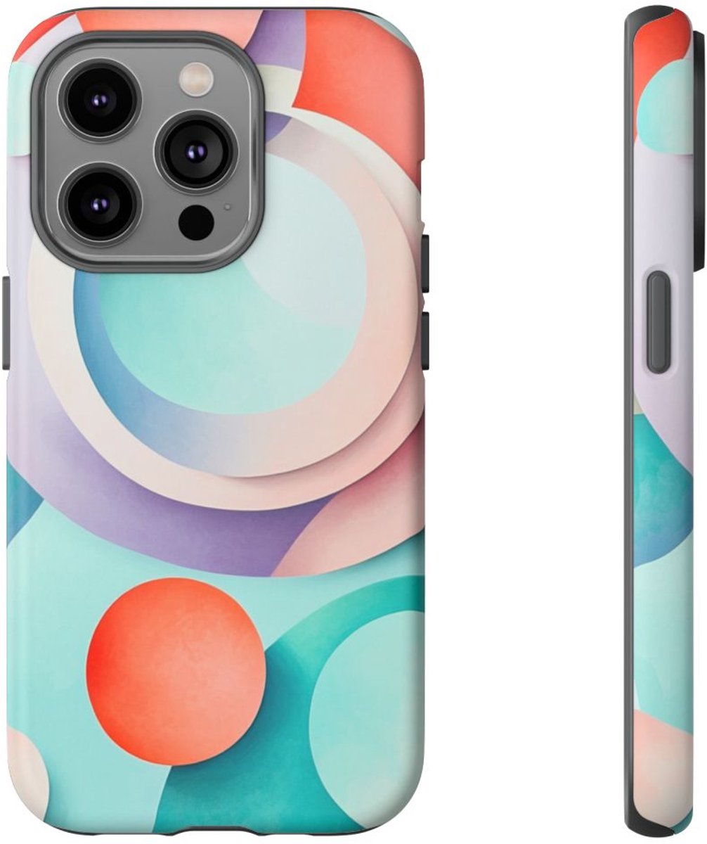 3D Pastel Cirkels Abstracte Kunst – Telefoonhoesje Geschikt voor iPhone 14 Pro