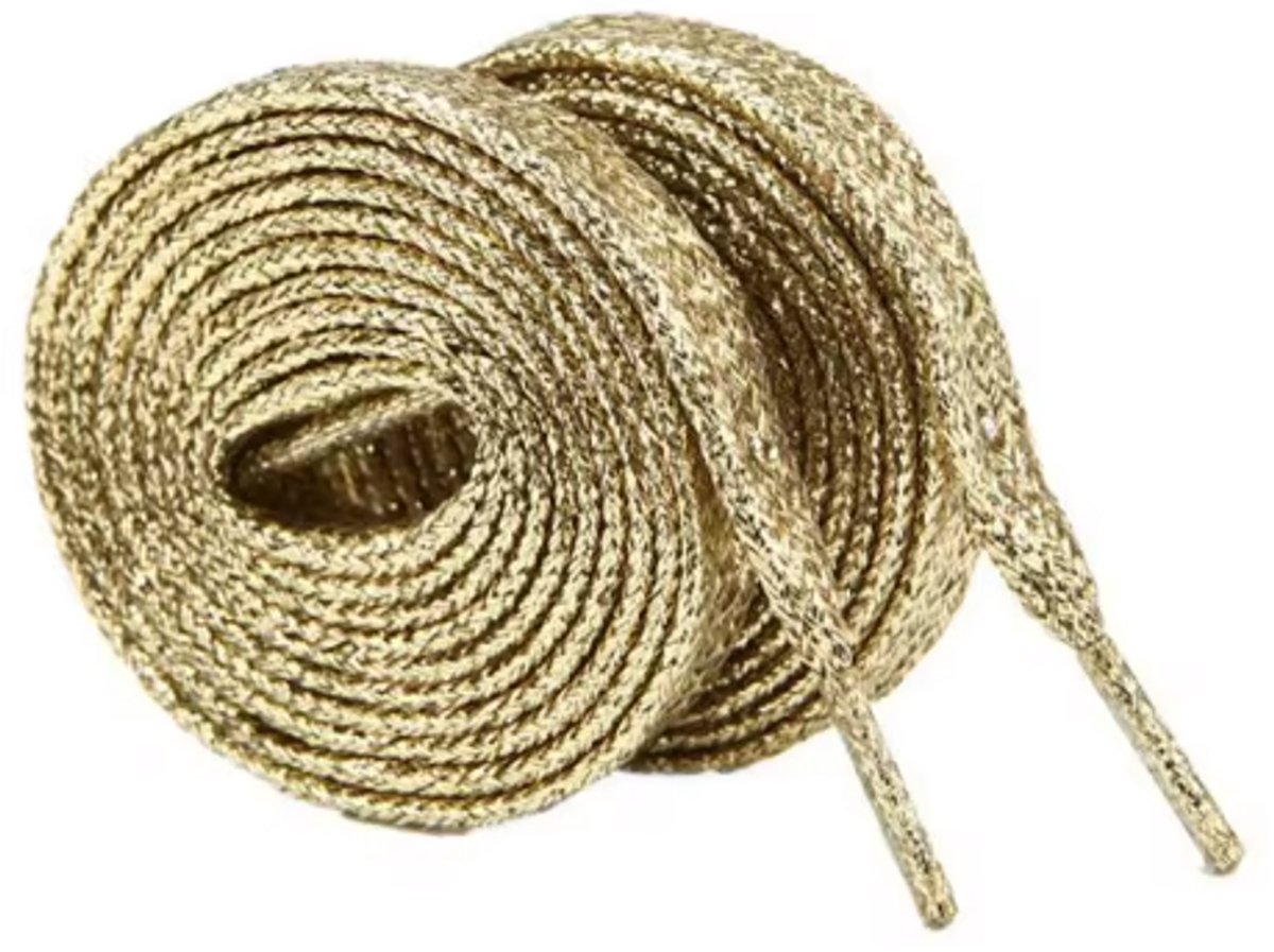 Goude Schoenveters - Glitter schoenveters – Plat model – Shoelaces – 130 cm – Licht goudkleurig