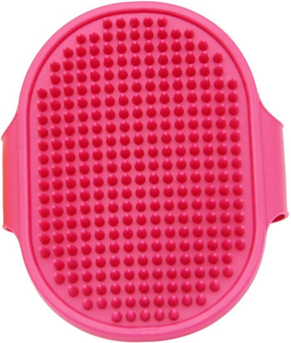 Vachtborstel – Honden & katten – Pet Grooming Brush – Flexibel – Massage & Ontklitten – Verstelbare band – Roze