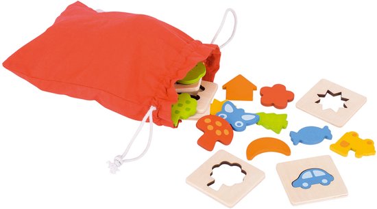 GOKI Memory - Vormen Voelen - Hout - In Katoenen Zakje - 3 Jaar
