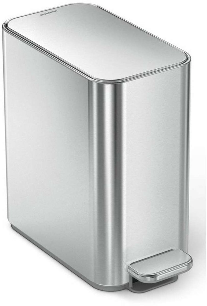 Simplehuman Slanke Pedaalemmer - 5 liter - Zilver - geborsteld roestvrij staal