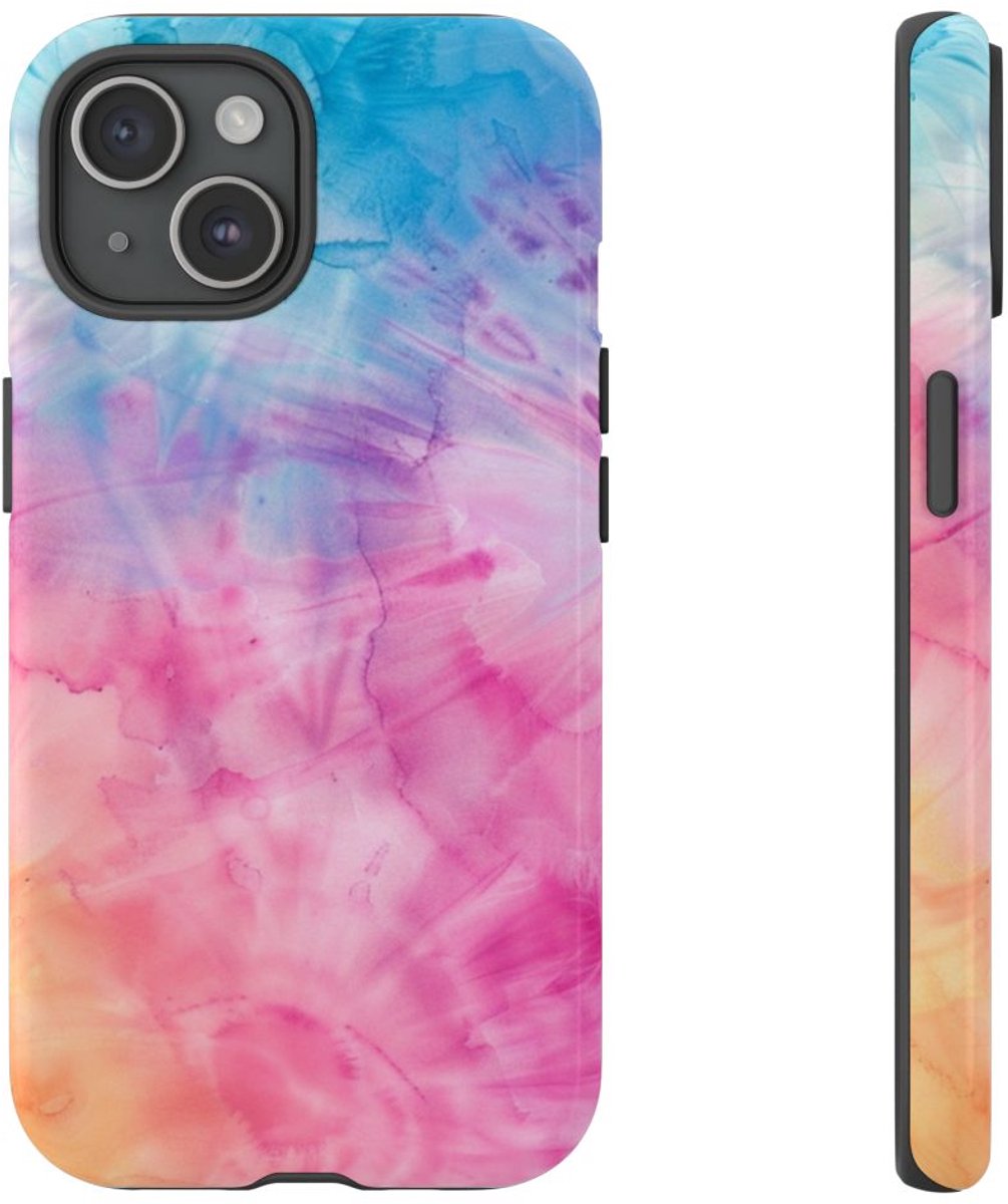 Rustig Tie-Dye Patroon – Telefoonhoesje Geschikt voor iPhone 15