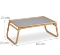 Bamboe dienblad met afmetingen 60 x 33 x 23 cm.