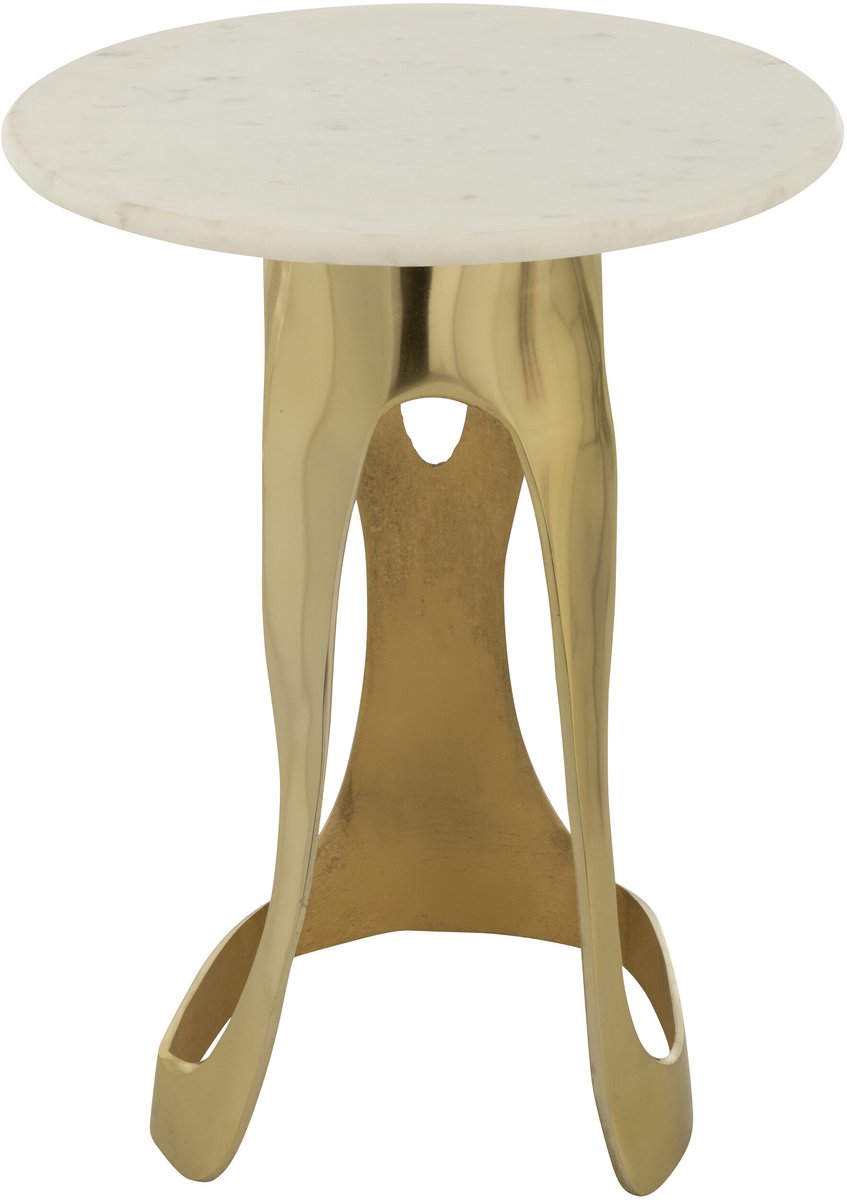J-Line bijzettafel - aluminium/steen - goud/wit - large Wit - Goud