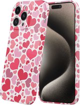 Smartphonica Telefoonhoesje Geschikt voor iPhone 15 Pro Max met Hartjes Opdruk - Flexibel Softcase TPU - Backcover Case Hearts Design geschikt voor iPhone 15 Pro Max
