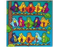 Wenskaart - muziekkaart - pop-out wenskaart - kaart met muziek - beertje - verjaardag - van harte gefeliciteerd - je bent jarig - happy birthday - vrolijke vogels