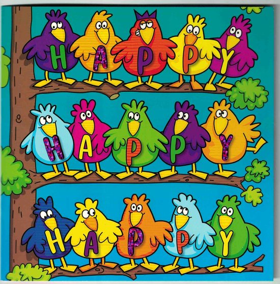 Wenskaart - muziekkaart - pop-out wenskaart - kaart met muziek - beertje - verjaardag - van harte gefeliciteerd - je bent jarig - happy birthday - vrolijke vogels