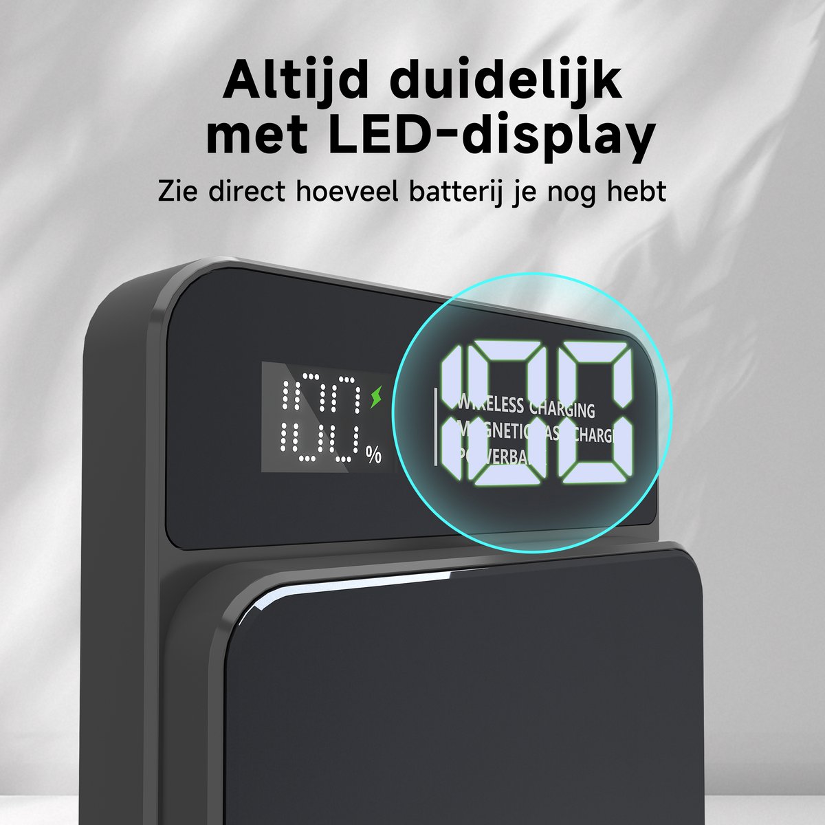 Sophitech Powerbank 10000mAh – Draadloze Snellader 15W – MagSafe Compatibel – USB-A/USB-C & Type-C In/Output – LED Display – Geschikt voor iOS/Android – Universele Powerbank – Compact & Draagbaar – Inclusief Snellaad Kabel — cadeau in Elektronica - foto 3