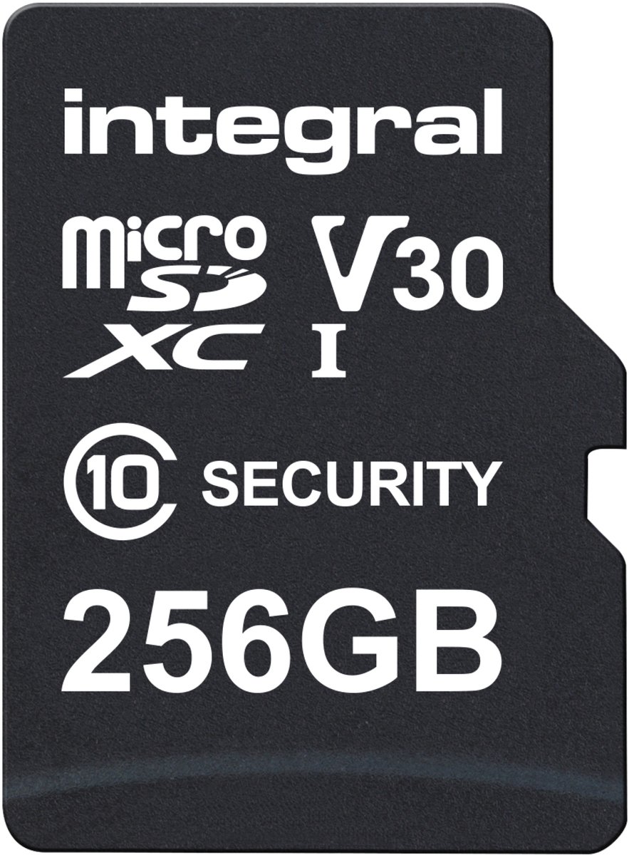 Integral 256 GB beveiligingscamera microSD-kaart voor dashcams, home cams, CCTV, bodycams en drones - INMSDX256G10SE