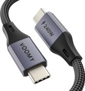 Voomy USB C Kabel 240W - USB C naar USB C - 2 Meter - 480 Mbps - Oplaadkabel Snellader - Geschikt voor o.a. Samsung Galaxy / MacBook / iPad Pro / iPhone 15 - Gevlochten kabel