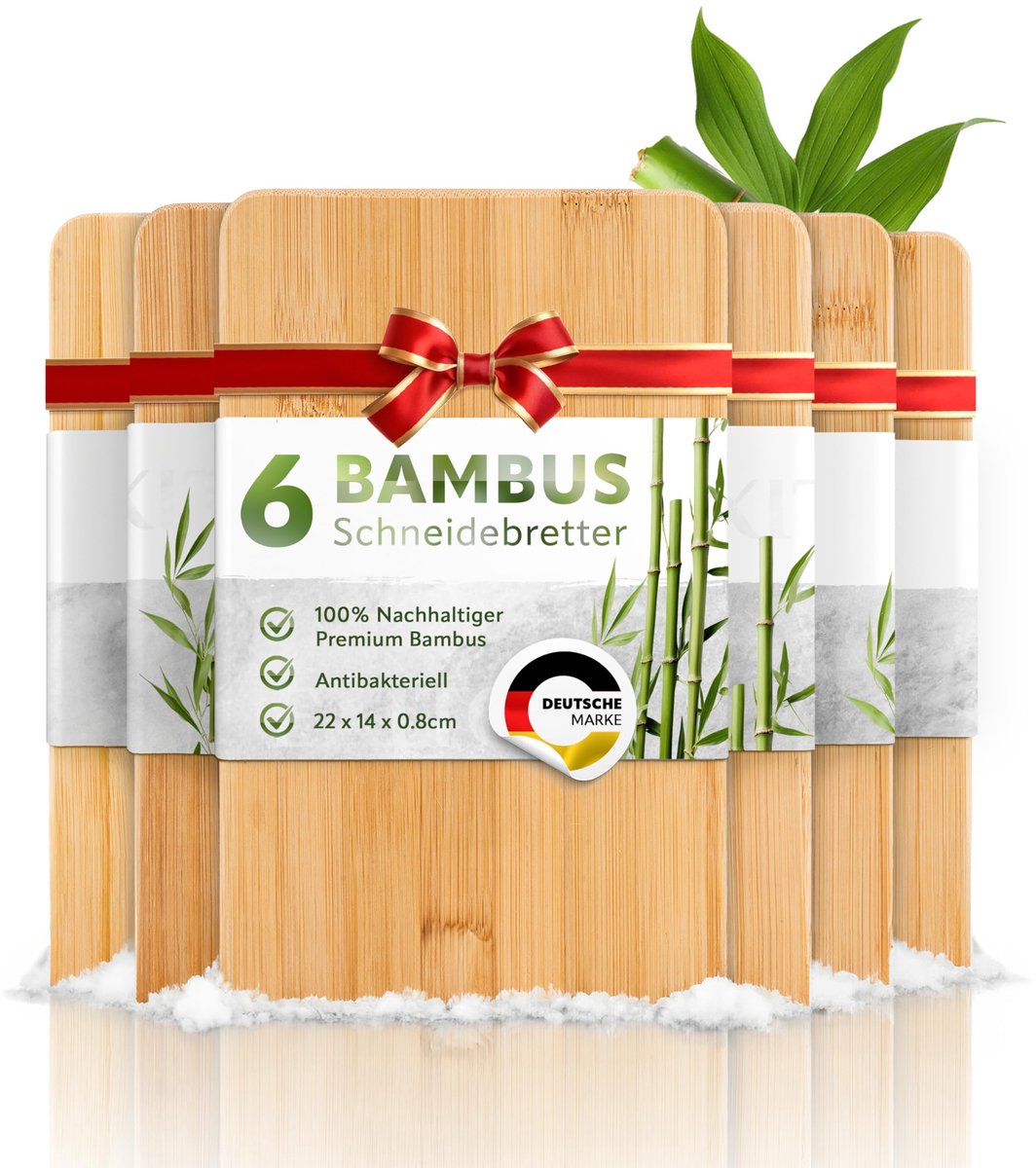 Exitoso® Snijplanken Set van 6 van Bamboe - Ontbijtplanken Keukenplank van Hout - 22 x 14 cm - Houten plank Snackplank Broodplank
