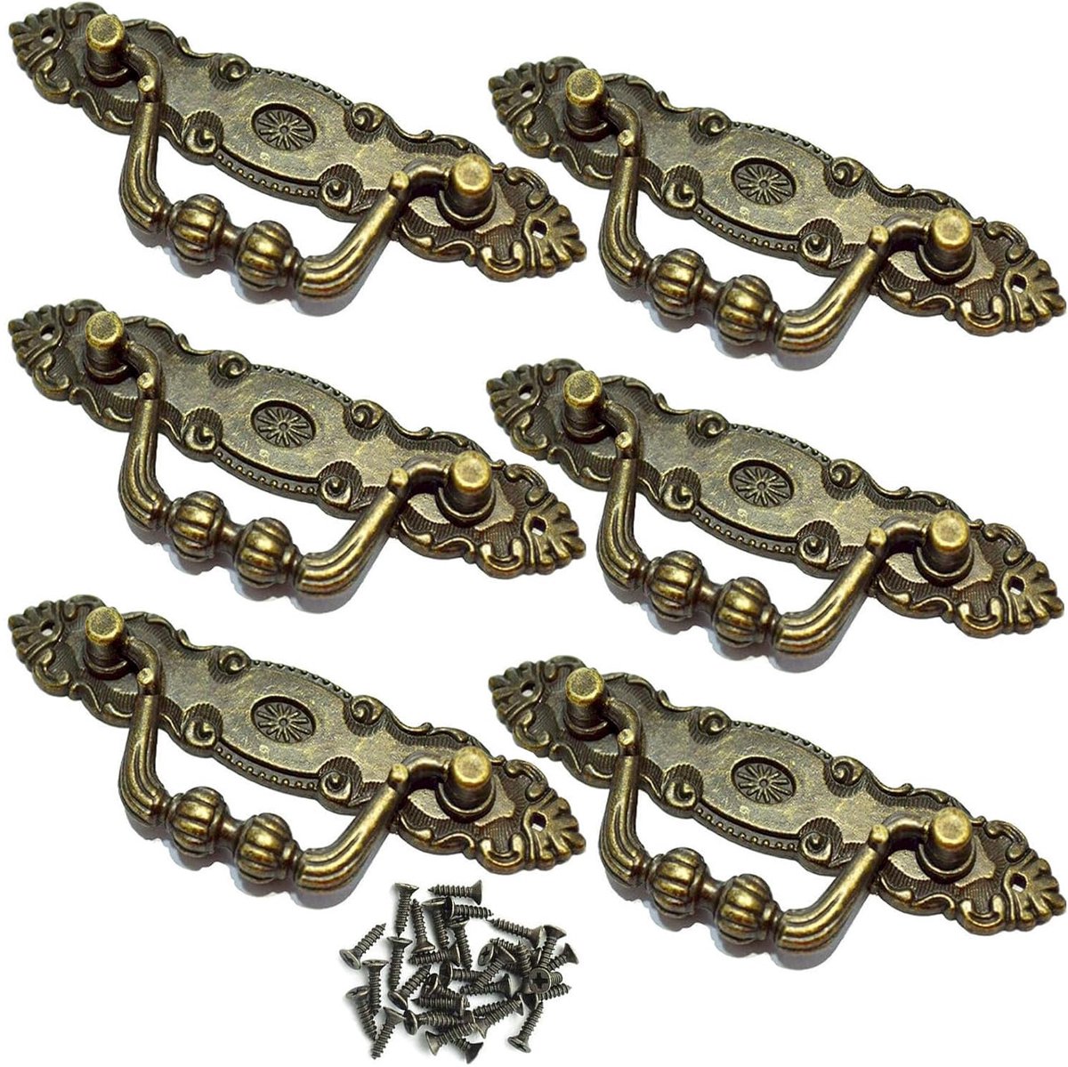 Ibenzoa® Vintage Antieke Metalen Ladegrepen Set van 6 voor Meubeldecoratie en Kasten