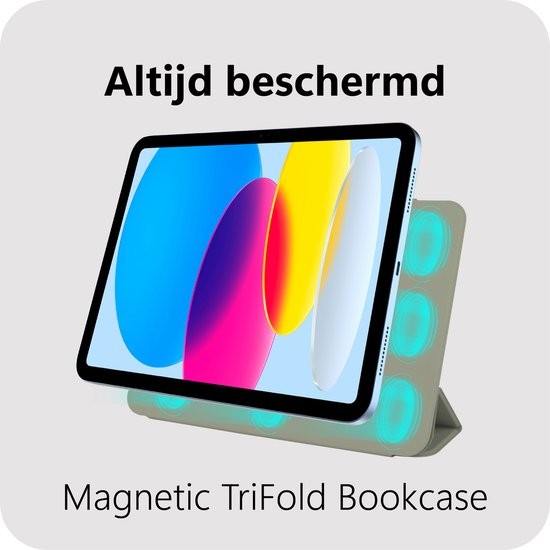 Étui pour tablette Cazy compatible avec Apple iPad 2025 (11e génération) / iPad 2022 (10e génération) 11 pouces - Fonction Sleep/réveil - Fixation magnétique - Vert Sage