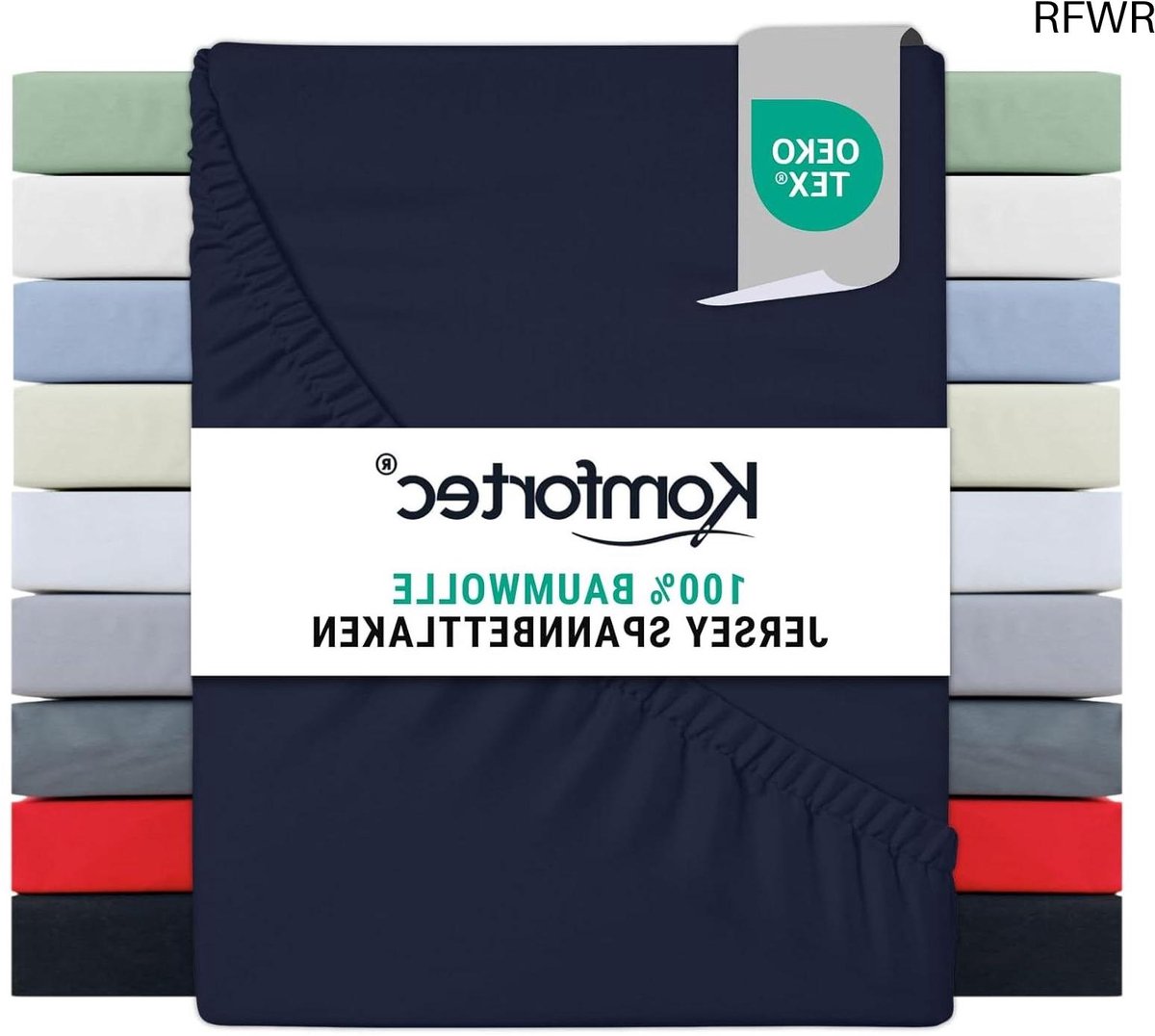 RFWR Jersey hoeslaken 90x200 cm van 100% katoen - Zacht en ademend in blauw