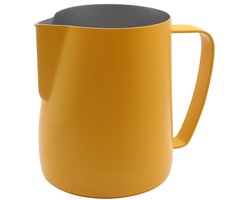 Ibenzoa® Roestvrijstalen melkopschuimkan voor koffie en latte met kleurrijk ontwerp 600ml geel