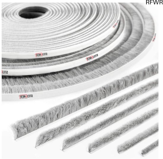 Zelfklevende borstelafdichting 5m x 20mm grijs, stofdicht, geluidsreductie, warmteverlies, flexibel, duurzaam