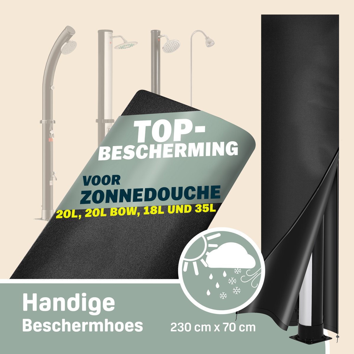Monzana Buitendouche 35L Solar UV-Bestendig 60°C Zwart thumbnail 6