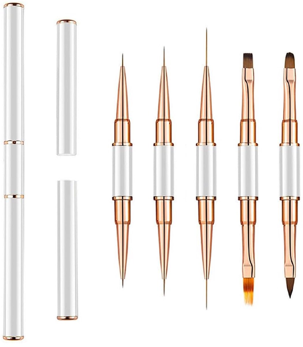 Veelzijdige 5-in-1 nagelkwastenset - perfect voor nail art - set van 5