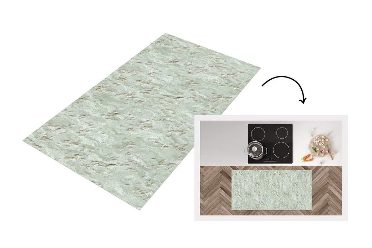 KitchenYeah Keukenloper 120x60 cm - Keukenmat vinyl Gips - Structuur - Patronen - Keukenmatten loper - Keuken vloerkleed tapijt Steen - Structuur