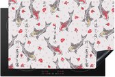 KitchenYeah® Inductie beschermer 81.2x52 cm - Vis - Koi - Bloemen - Patronen - Kookplaataccessoires - Afdekplaat voor kookplaat - Inductiebeschermer - Inductiemat - Inductieplaat mat - Keuken decoratie