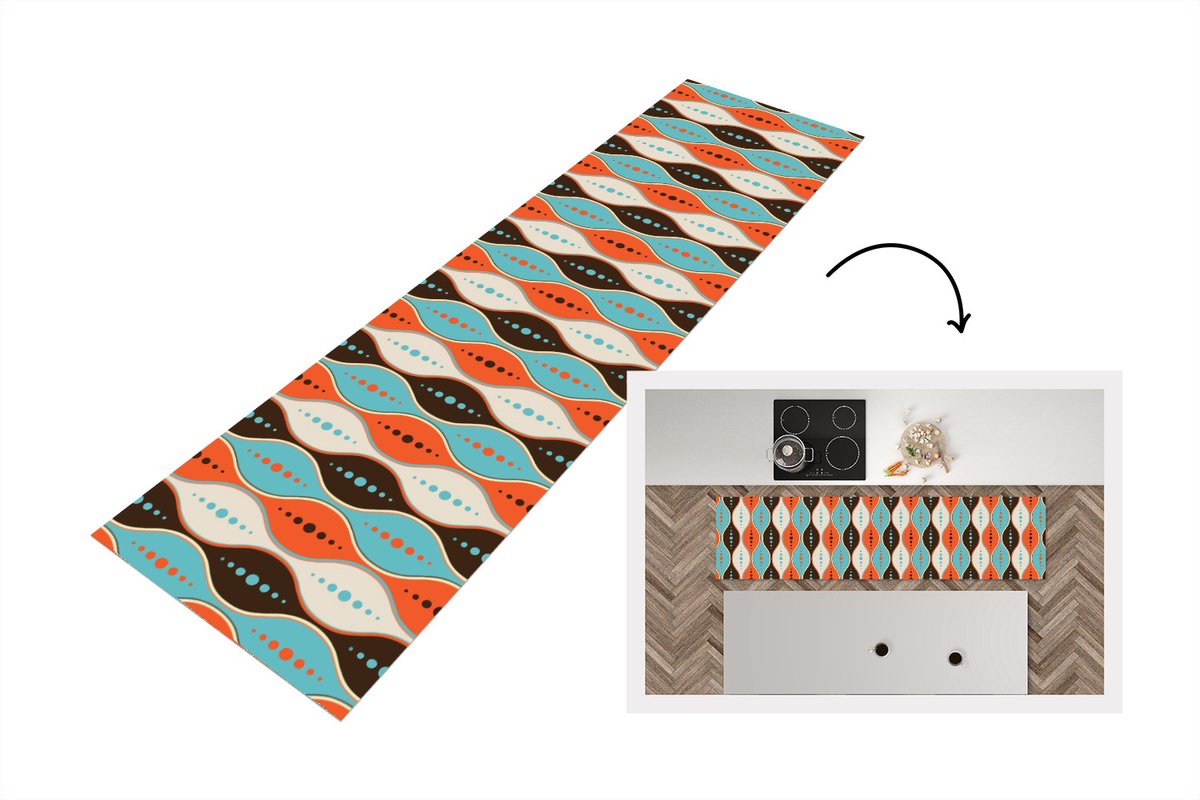 KitchenYeah Keukenloper - Keukenmat vinyl Retro - Cirkel - Design - Keukenmatten loper - Keuken vloerkleed tapijt, foto 8
