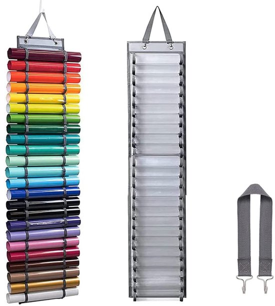 YEENAIV Zwarte Cadeaupapier Organizer - Hangende Dubbelzijdige Opbergtas 100x45cm