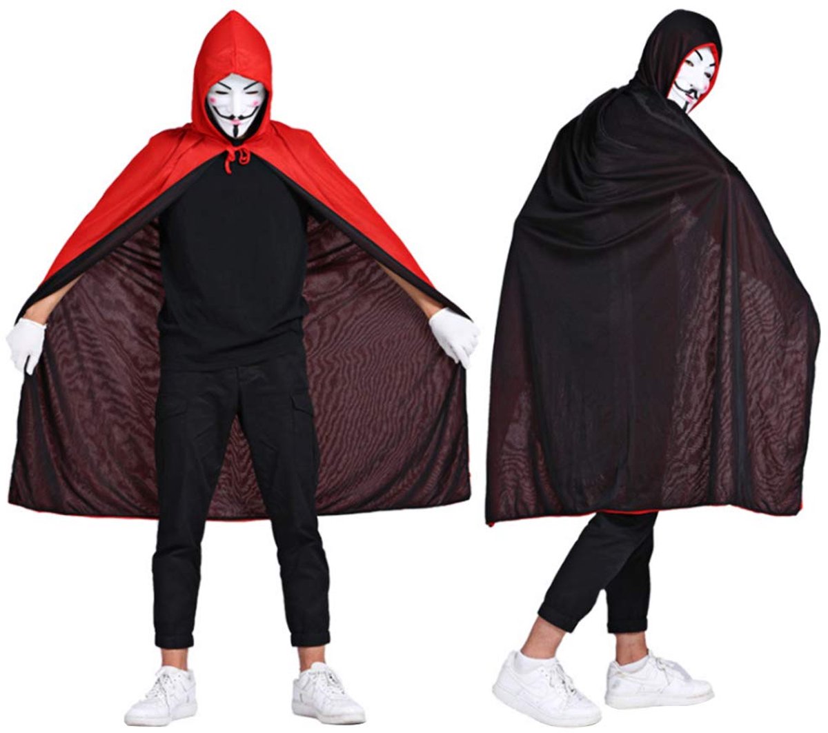 Ibenzoa® Verschillende Stijlvolle Dubbelzijdige Vampiercape met Capuchon voor Halloween Kostuums