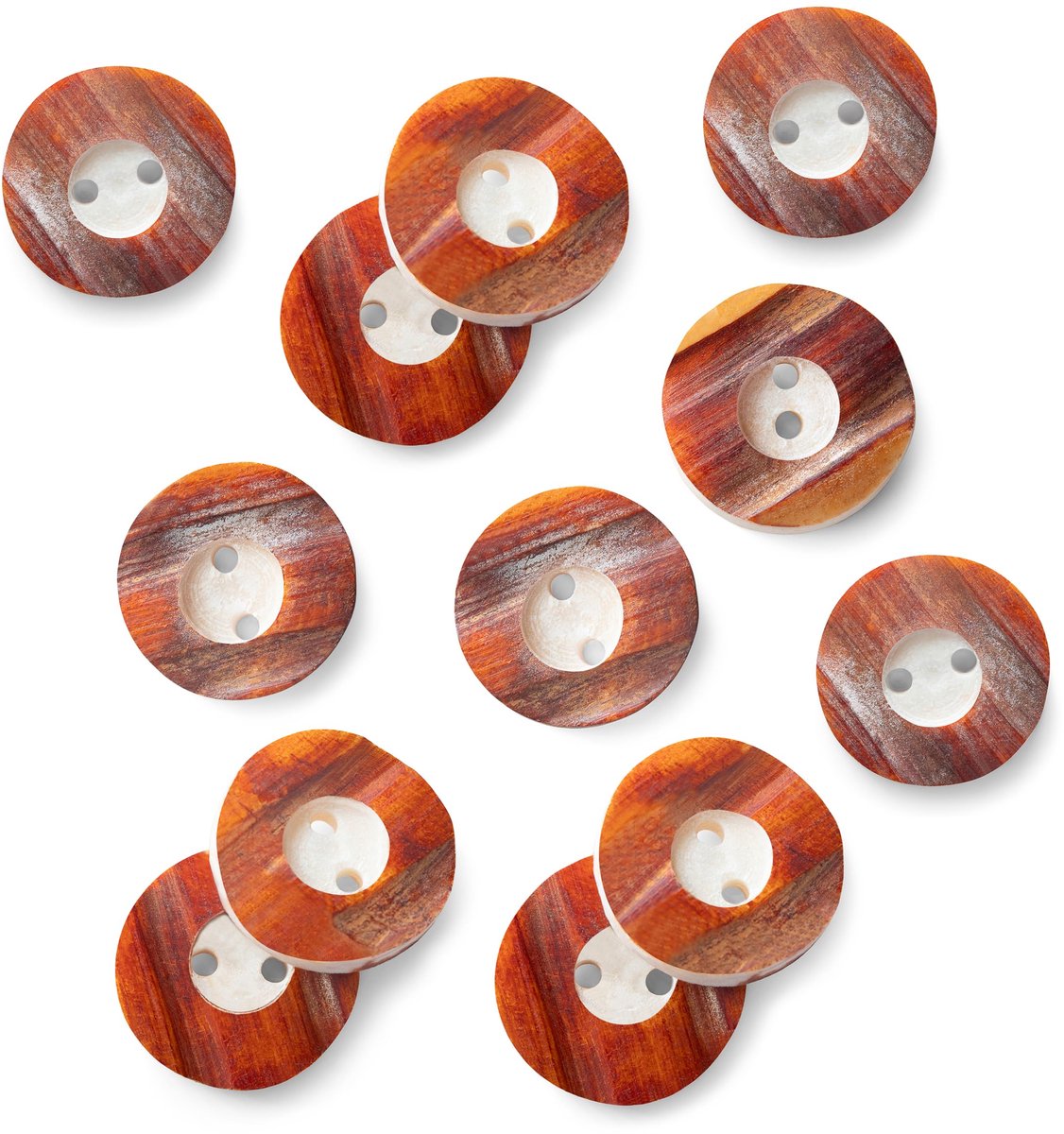Schöneberger Trachten Couture Originele Hoornen Knopen, Lederhosen Knopen, 2-gats Traditionele Knopen - 4x/8x/12x diverse kleuren en diameters (Havana Bruin, 22mm / 12x Knopen)