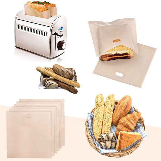 Holesto® Toastzakken Set - Herbruikbare Toasterzakken - Premium Anti-aanbak Bakfolie - Toaster Bag - Toastzakken - Hittebestendig, anti-aanbak, vaatwasmachinebestendig (8 stukken