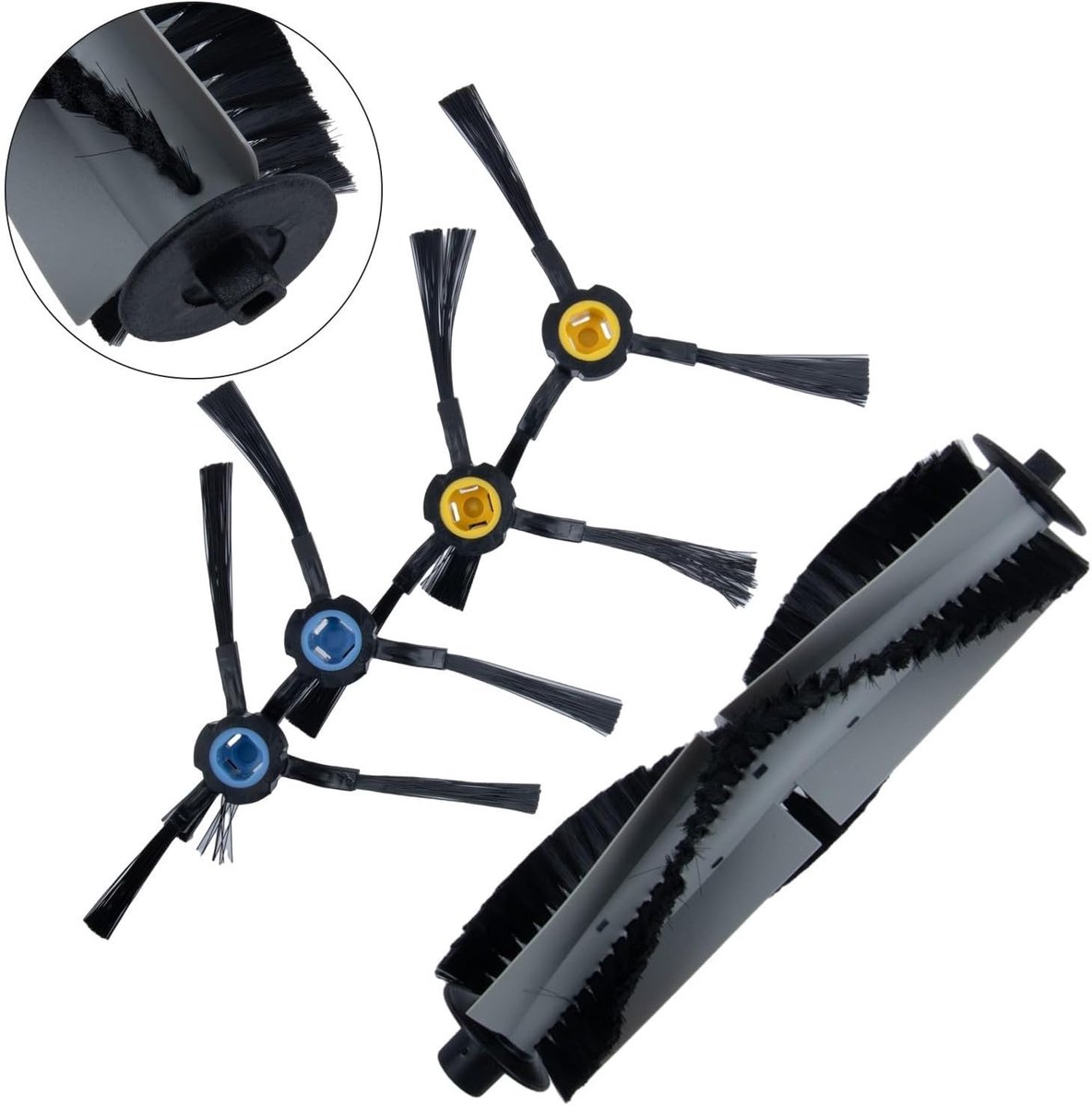 StarRing 5 stuks vervangende onderdelen hoofdroller borstel zijborstel voor Silvercrest SSR1 SSRA1, voor A9S A9 A7 L100 robot stofzuiger accessoires, 4 zijborstels, 1 hoofdborstel