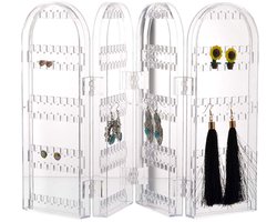 Bkrdty Uchwyt NA kolczyki Plastic Transparante Oorbellenhouder 4 Deuren 240 Gaten Opvouwbare Oorbellen Opbergruimte voor Oorbellen Armbanden Kettingen