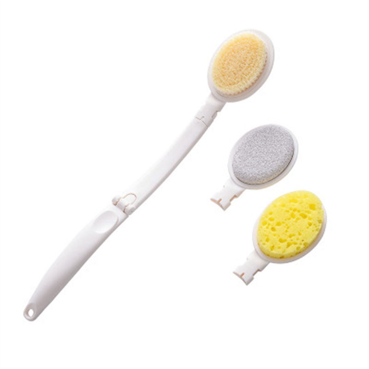 Peysaitr - Lichaamsborstel set - 3-in-1 badborstel - Verwijderbare borstels voor bad en exfoliatie - Rugborstel massage - Voor dames en heren - Opvouwbaar - Wit - 1 stuk