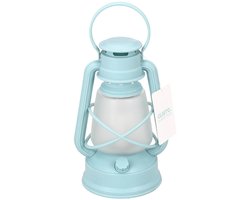Gusta - Tafellamp - Stormlampje - LED - Blauw - ø14 x 24,5 cm - Tafellampen - Tafel Lamp - Olielamp - Stormlantaarn
