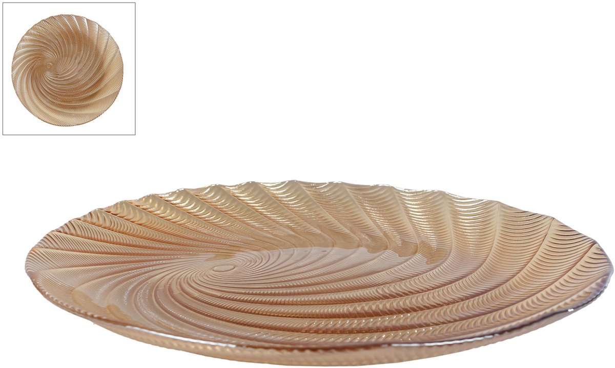Schaal krul amber glas kunststof multicolor 33x33x3cm kinderservies.