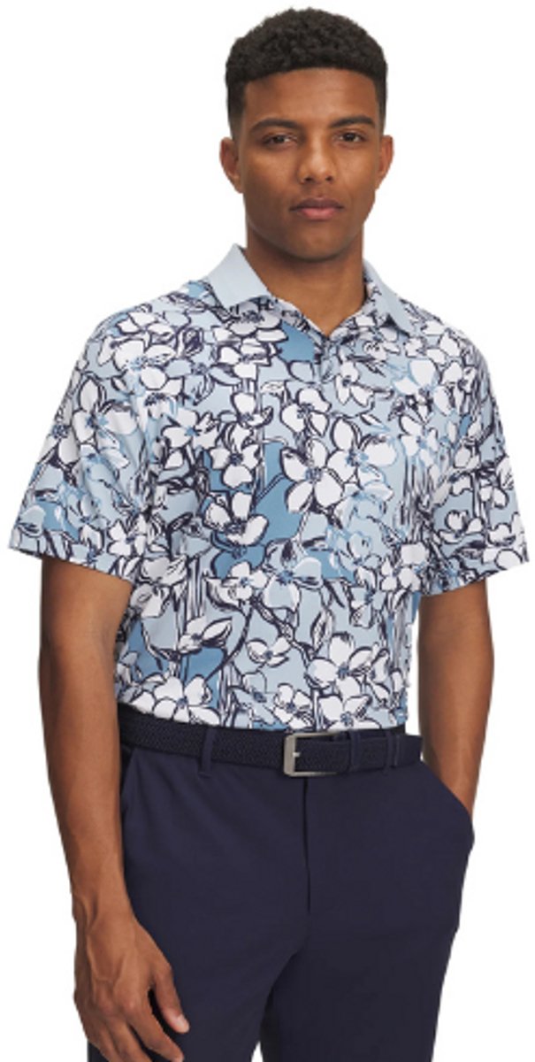 Under Armour Golf Drive Chill Printed Polo Heren Blue Calm