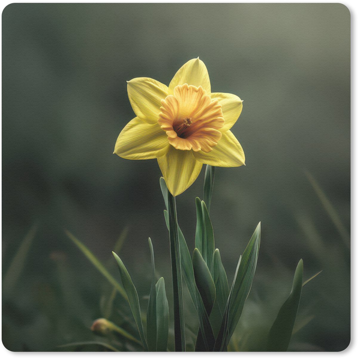 Muismat 30x30 cm - Mousepad Bloem - Narcis - Gras - Geel - Muismatten