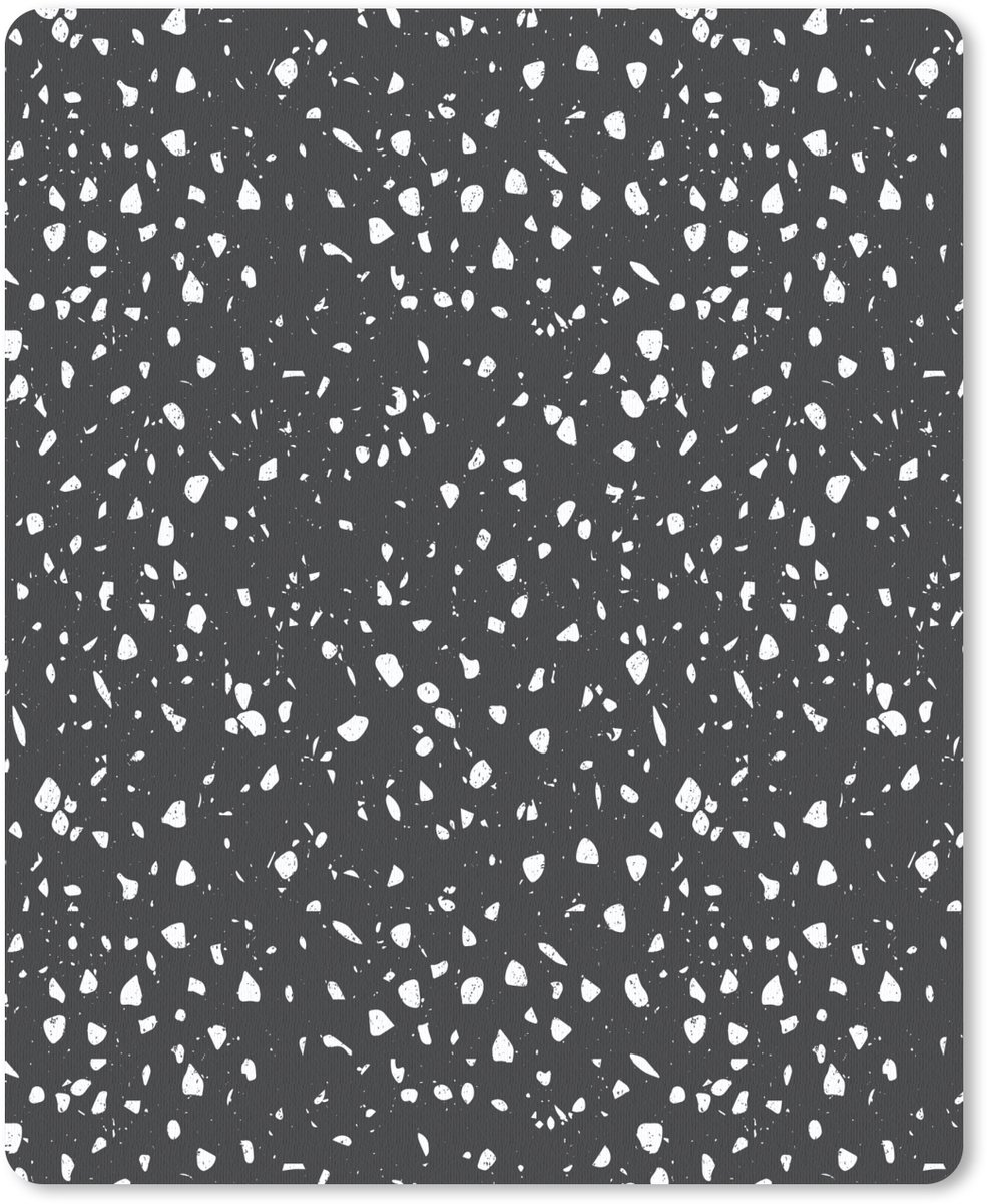 Muismat 19x23 cm - Mousepad Terrazzo - Patroon - Zwart - Wit - Muismatten