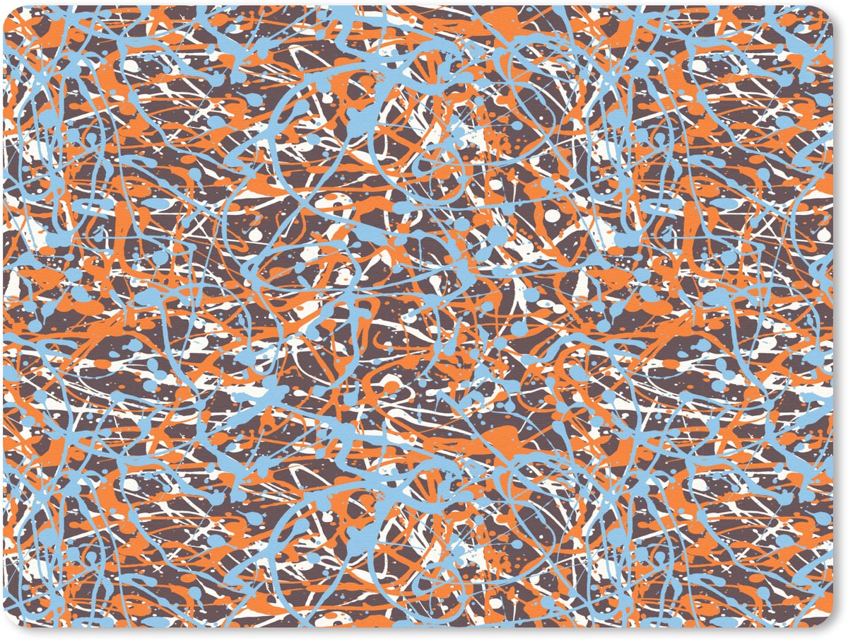 Muismat 23x19 cm - Mousepad Blauw - Waterverf - Chaos - Muismatten