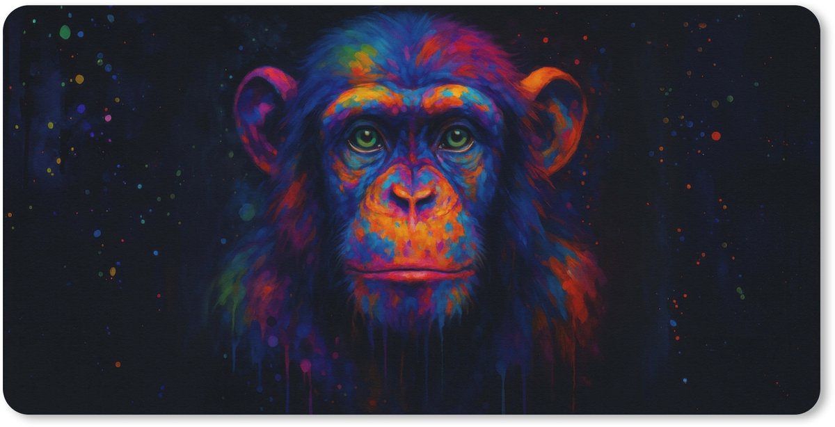 Muismat XXL 100x50 cm - Bureau onderlegger - Bureau mat Kleurrijk - Aap - Abstract - Bureaumat - Gaming mousepad xl - Bureaulegger groot - Computer deskmat