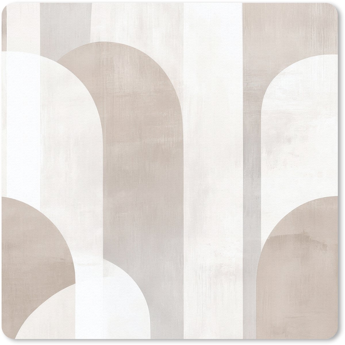 Muismat 20x20 cm - Mousepad Abstracte bogen - Modern - Beige - Muismatten