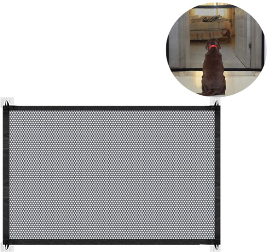 Oprolbaar Traphekje - Inklapbaar Voor Deur En Trap - Veiligheidshekje - Zonder Boren Te Bevestigen - 1 Stuk - Voor Honden En Kinderen - Zwart