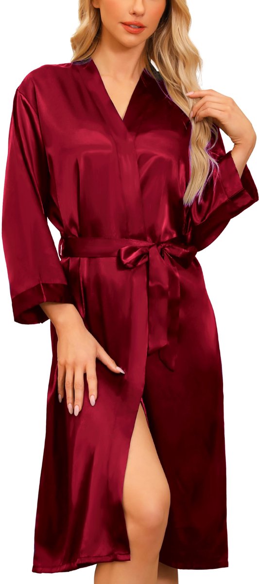Satijnen Kimono Morgenjas - Unisex - Met V-hals - Voor Spa, Thuis en Hotel