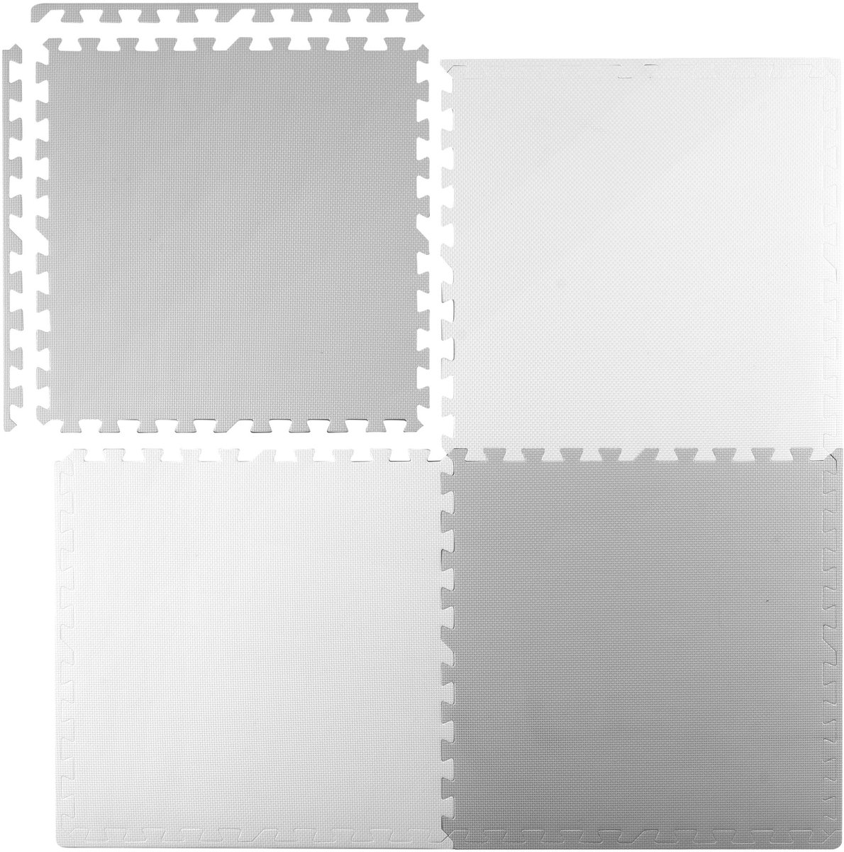 Grote schuimmat, Ricokids-puzzel 60 x 60 cm, 4 stuks, wit en grijs