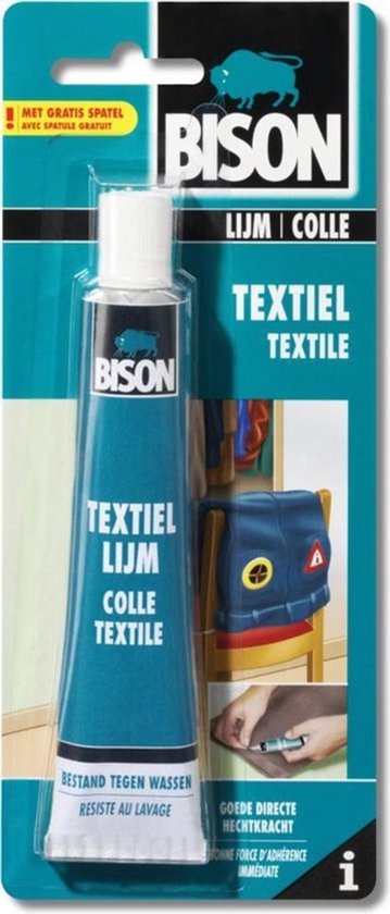 Bison Textiellijm tube 50 ml , elastisch, strijkproof, wasmachine proof, wasbaar tot 90°C, geschikt voor allerlei soorten textiel kleding en andere textiel
