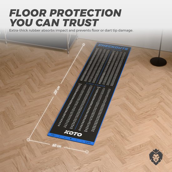 KOTO Carpet Checkout Blauw, 237x60 cm Dartmat, Incl. Score-indicatie en Oche, Professionele Dart mat, Bescherming Vloer & Dartbord van KOTO — afbeelding 3