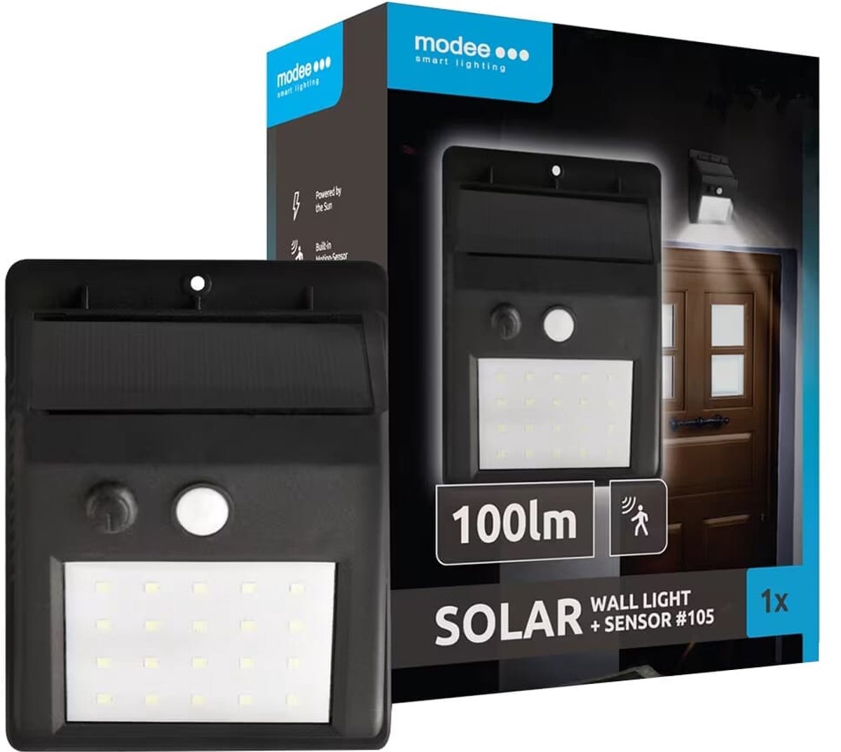 Modee Solar Buitenlamp LED met Bewegingssensor - Wandlamp op Zonne Energie - IP44 - 8.7x11.5cm - Daglicht Wit - 2 stuks