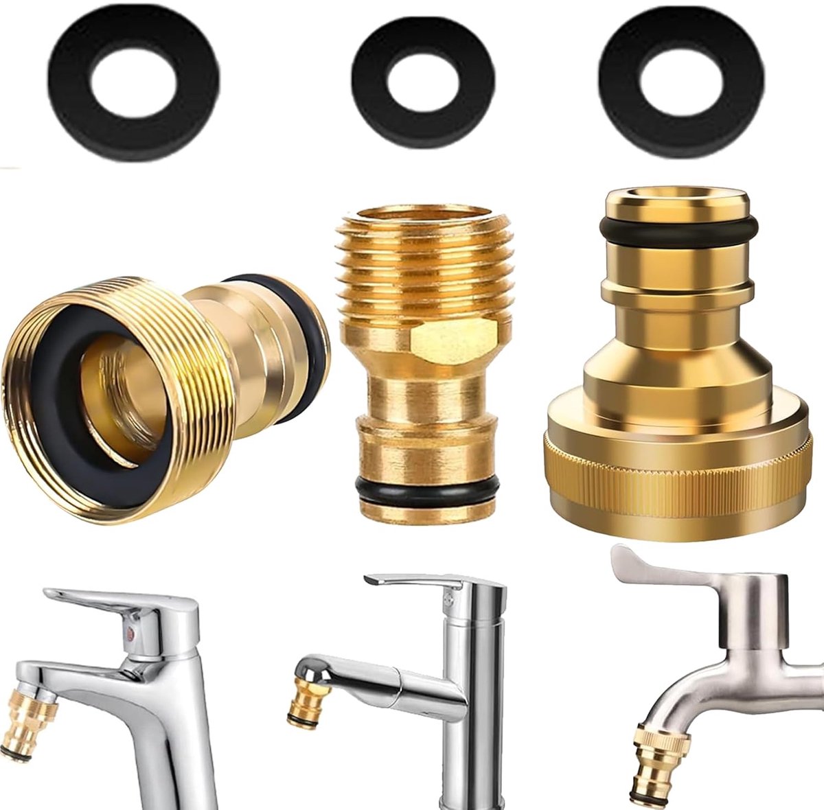 Kraanadapter set - Tuinslangadapter - 3 stuks